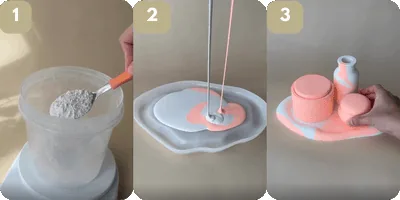 Receita base para concreto decorativo - mistura de pó e água para peças artesanais